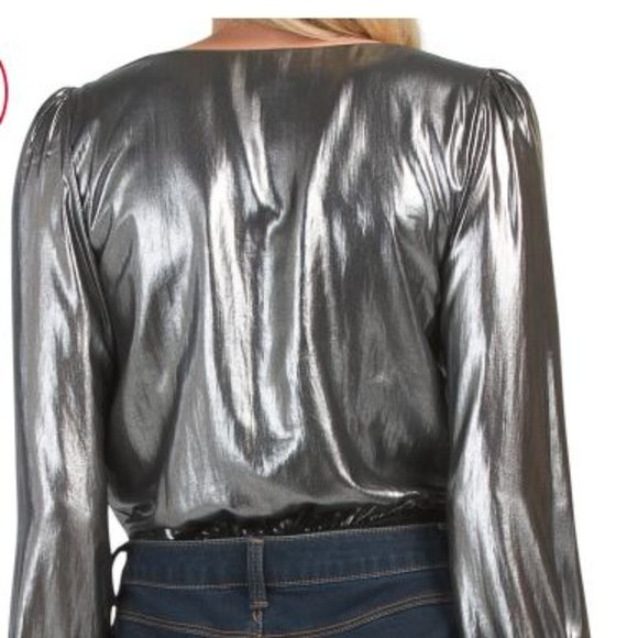 French Connection Silver Metallic Bodysuit NWT - Picture 3 of 5